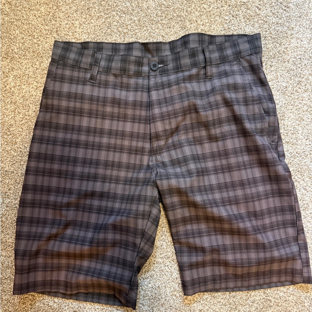 Classic Gray Plaid Men's Swim Trunks